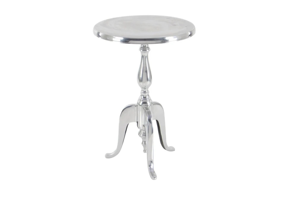 15" Round Silver Aluminum Pedestal Accent Table 4 15" Round Silver Aluminum Pedestal Accent Table - Image 2