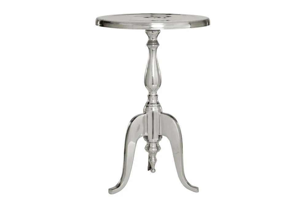 15" Round Silver Aluminum Pedestal Accent Table 3 15" Round Silver Aluminum Pedestal Accent Table