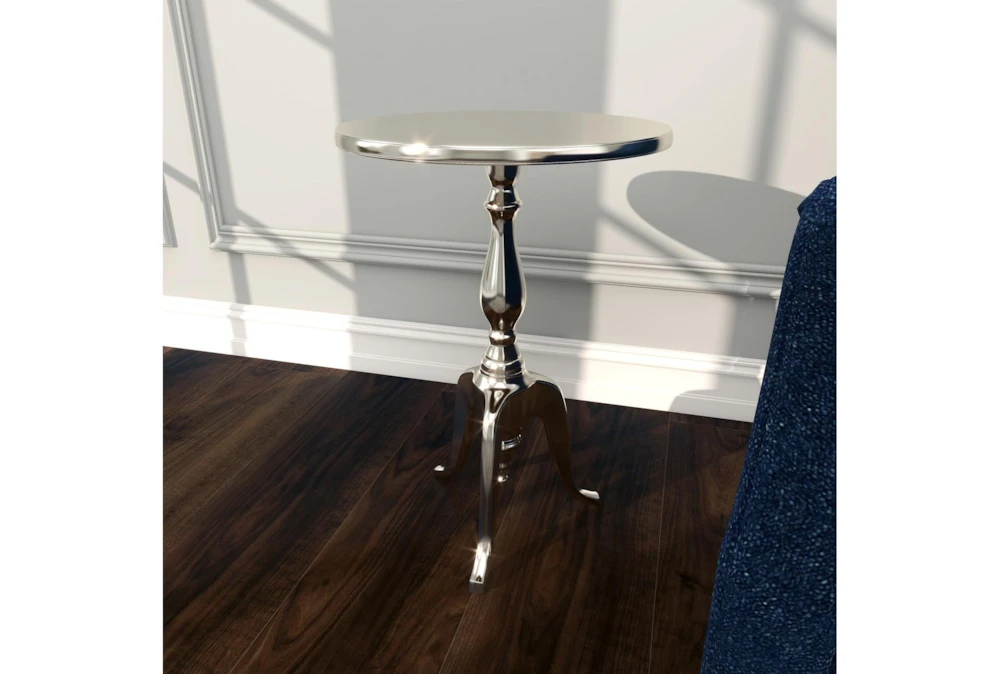 15" Round Silver Aluminum Pedestal Accent Table 13 15" Round Silver Aluminum Pedestal Accent Table - Image 11