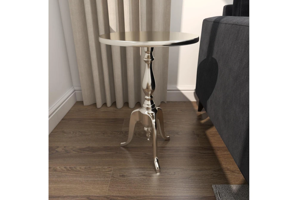 15" Round Silver Aluminum Pedestal Accent Table 17 15" Round Silver Aluminum Pedestal Accent Table - Image 15