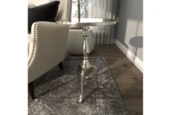 15" Round Silver Aluminum Pedestal Accent Table 33 15" Round Silver Aluminum Pedestal Accent Table -Furniture Store 78167 silver metal accent table room 98