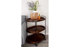 3 Tier Metal & Wood Cart -Furniture Store 87700 brown wood bar cart room 85