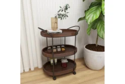 3 Tier Metal & Wood Cart -Furniture Store 87700 brown wood bar cart room 88
