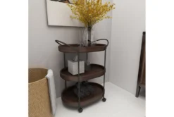 3 Tier Metal & Wood Cart -Furniture Store 87700 brown wood bar cart room 91