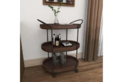 3 Tier Metal & Wood Cart -Furniture Store 87700 brown wood bar cart room 92